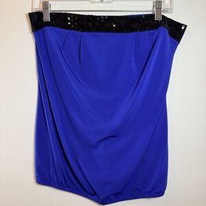 Candies Strapless Sequin Top Womens L Black/Gold Ruched Y2K Silky Halter Tubetop